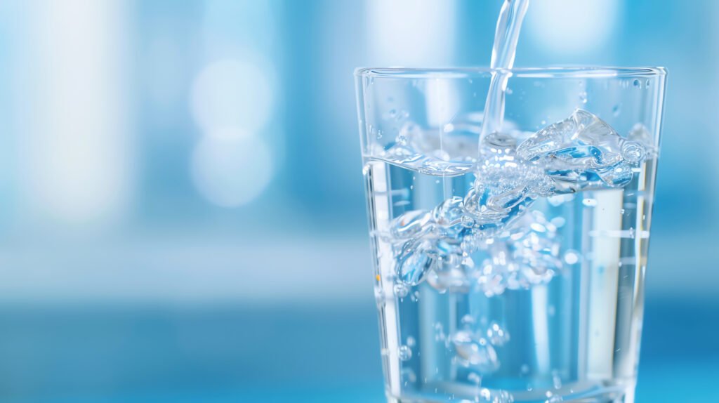 Vaso siendo llenado con agua